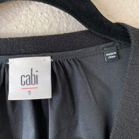 CABI Black Cardigan Sweater Button Down Windbreaker Back Cinch Waist Womens Sml - Picture 4 of 7